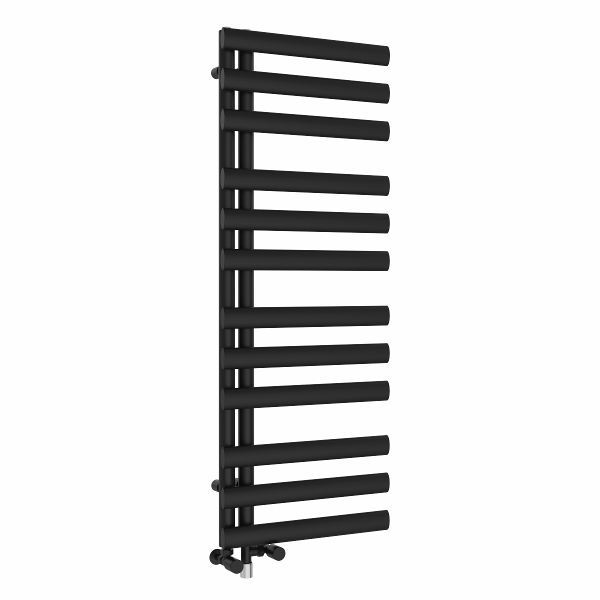 Kongsberg 1200 x 450mm Dual Fuel Black Simple Electric Heated Towel Rail