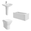 Feel Curved Modern Bathroom Suite with Back to Wall Toilet and Essential Single Ended Bath 1500 x 700mm - Front & End Bath Panel Included