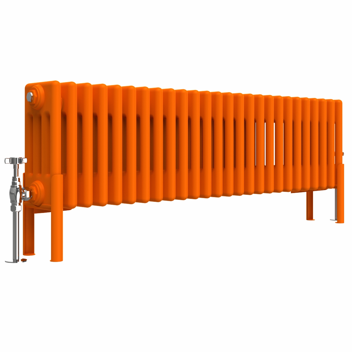 Bern 300 x 1190mm Traditional Bright Orange Horizontal Four Column Radiator