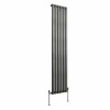 Norden 1600 x 355mm Black Silver Single Oval Column Vertical Designer Radiator