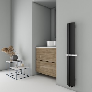 Carisa Nixie Bath 1500 x 205mm Black Designer Aluminium Radiator