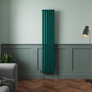 Norden 1800 x 355mm Blue Green Double Oval Column Vertical Designer Radiator