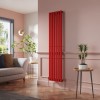 Lulea 1800 x 410mm Signal Red Single Flat Panel Vertical Designer Radiator