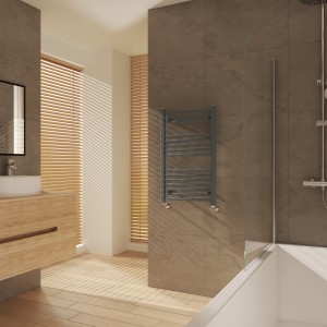 Fjord 800 x 500mm Curved Anthracite Heated Towel Rail