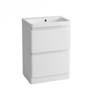 Serene II 600mm Gloss White Basin and Drawer Floor Standing Vanity Unit