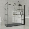 Wasdale 1200mm Wet Room Screen with 700mm Wet Room Screen - Black Grid