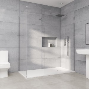 Wasdale 1400mm Wet Room Screen with 1100mm Wet Room Screen - Chrome