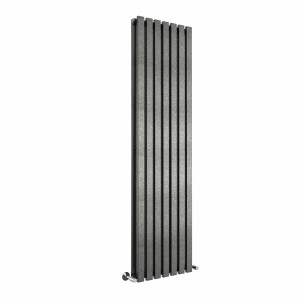 Lulea 1800 x 480mm Black Silver Double Vertical Flat Panel Designer Radiator