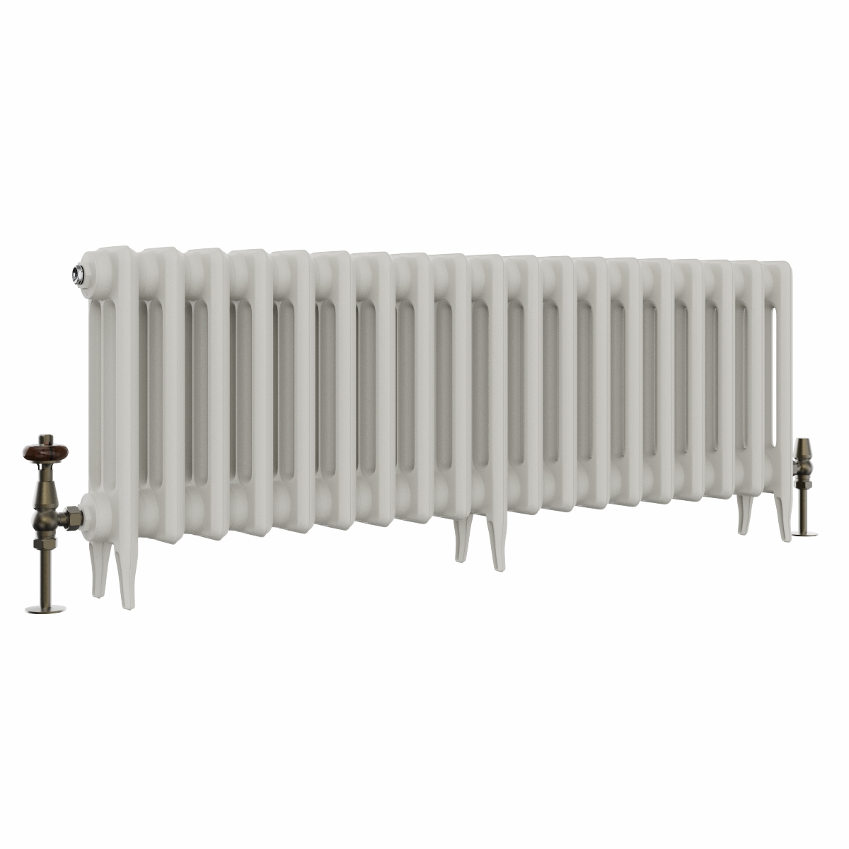 Classic  450 x 1212mm Porcelain White Triple Column Cast Iron Radiator - 19 Sections
