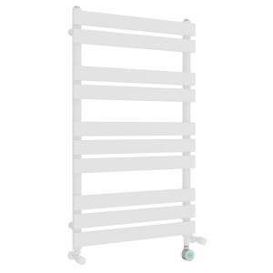 Juva 1000 x 600mm Dual Fuel White Flat Panel Thermostatic Touch Control Electric Heated Towel Rail