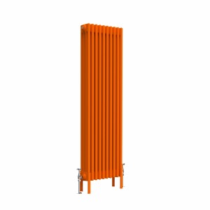 Bern 1500 x 470mm Traditional Bright Orange Vertical Four Column Radiator