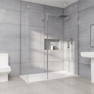 Wasdale 1100mm Wet Room Screen, 1000mm Wet Room Screen with 200mm Wet Room Return Screen - Chrome