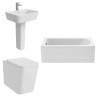 Cordoba Square Modern Bathroom Suite with Back to Wall Toilet and Essential Single Ended Bath - 1600 x 700mm - Front Bath Panel Included
