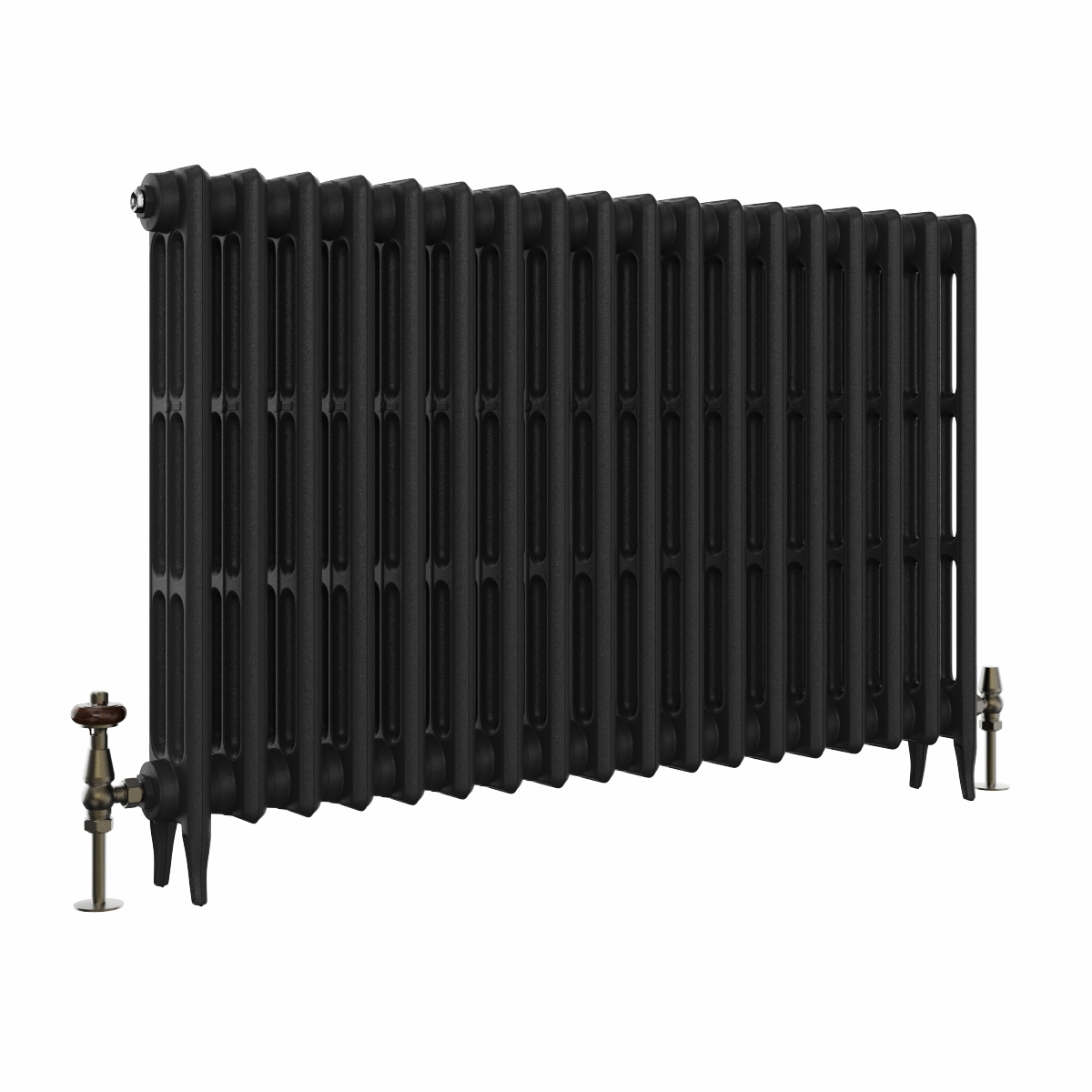 Classic 745 x 1150mm Black Primered Finish Triple Column Cast Iron Radiator - 18 Sections