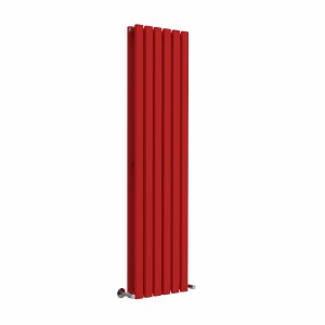 Lulea 1600 x 410mm Signal Red Double Flat Panel Vertical Designer Radiator