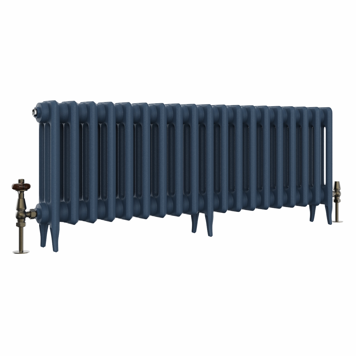 Classic  450 x 1212mm Farrow & Ball Hague Blue Triple Column Cast Iron Radiator - 19 Sections