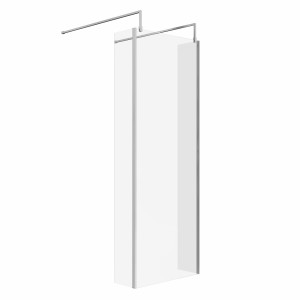 Wasdale 760mm Chrome Walk Through Wet Room Screen with 215mm Hinged Return Screens & L- Shape Support Arms