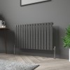 Karlstad 600 x 1022mm Black Silver Single Horizontal Flat Panel Designer Radiator