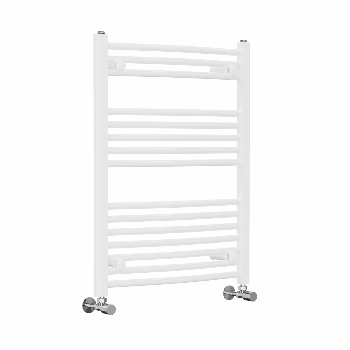 Fjord 800 x 600mm Curved White Heated Towel Rail