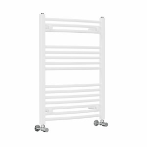 Fjord 800 x 600mm Curved White Heated Towel Rail