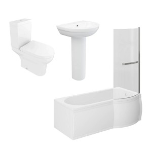 Calgary 1500mm Right Hand P Shape Shower Bath Suite