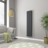 Norden 1600 x 355mm Anthracite Double Vertical Oval Tube Designer Radiator