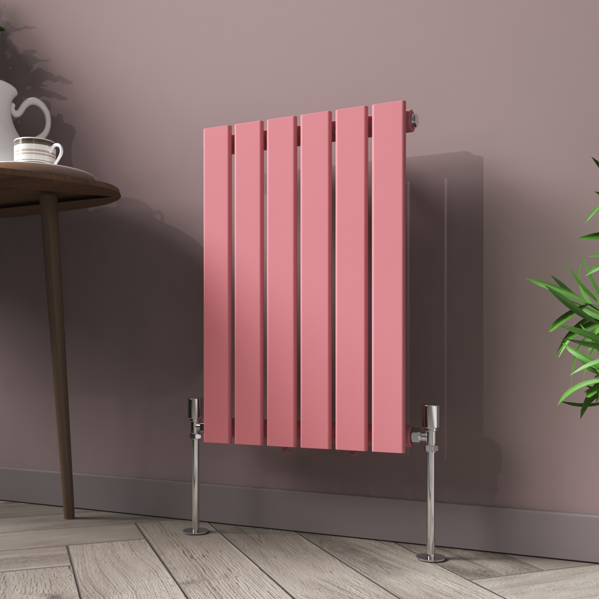 Karlstad 600 x 410mm Rose Pink Single Horizontal Flat Panel Designer Radiator