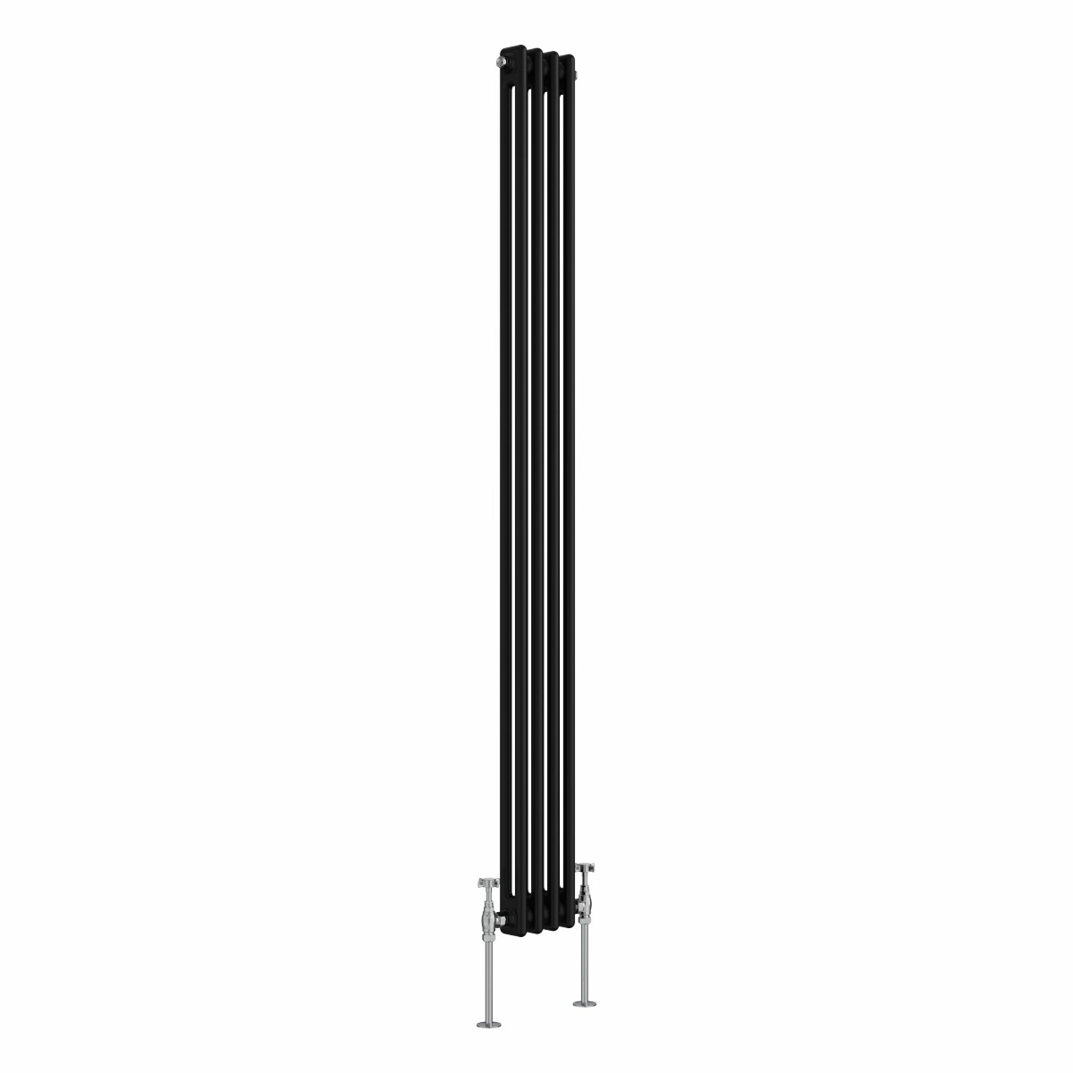 Bern 1800 x 200mm Black Double Column Vertical Traditional Radiator
