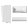 Sawley 1400 x 700mm Straight Bath Single Ended with Front Panel and Square Black Bath Screen