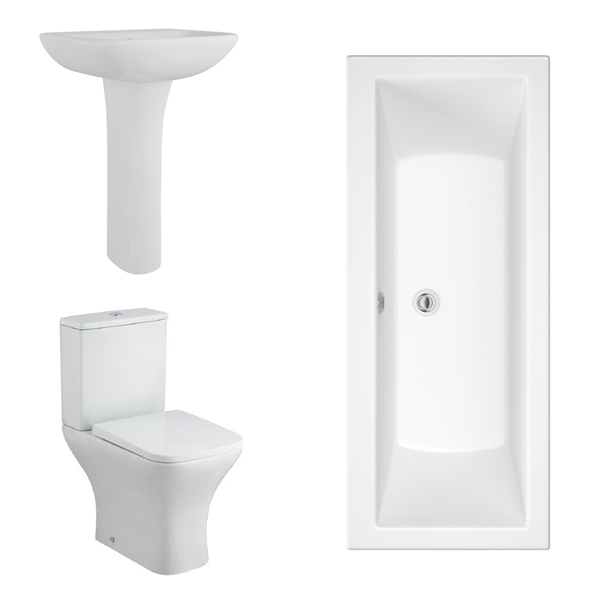 Feel Curved Modern Bathroom Suite with Double Ended Bath - 1800 x 800mm