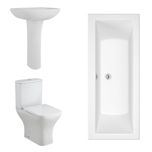 Feel Curved Modern Bathroom Suite with Double Ended Bath - 1800 x 800mm