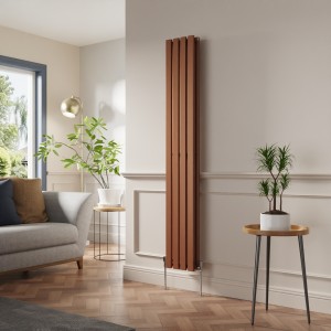 Lulea 1800 x 270mm Metallic Bronze Double Flat Panel Vertical Designer Radiator