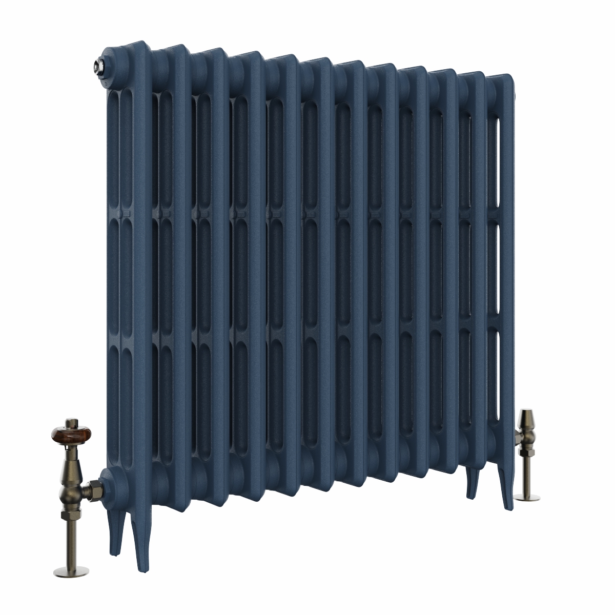 Classic  745 x 778mm  Farrow & Ball Hague Blue Triple Column Cast Iron Radiator - 12 Sections