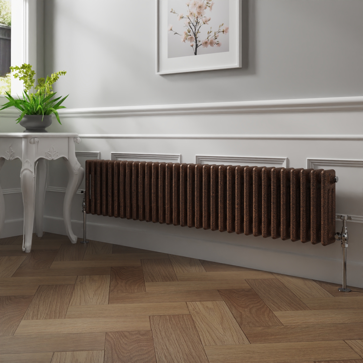 Bern 300 x 1460mm Black Copper Triple Column Horizontal Traditional Radiator