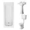 Wellington Low Level Toilet with White Seat & 500mm 2 Tap Hole Basin with 1700 x 700mm Traditional Straight Bath Single Ended