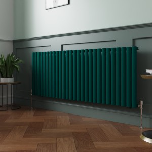 Norden 600 x 1594mm Blue Green Single Oval Column Horizontal Designer Radiator