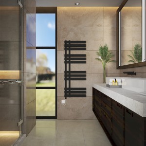 Koli 1200 x 450mm Black Simple Electric Heated Towel Rail