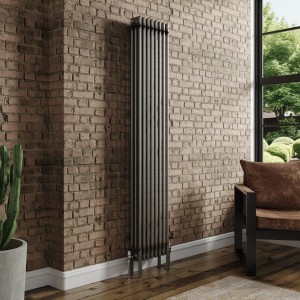 Bern 1800 x 380mm Raw Metal Triple Column Vertical Traditional Radiator