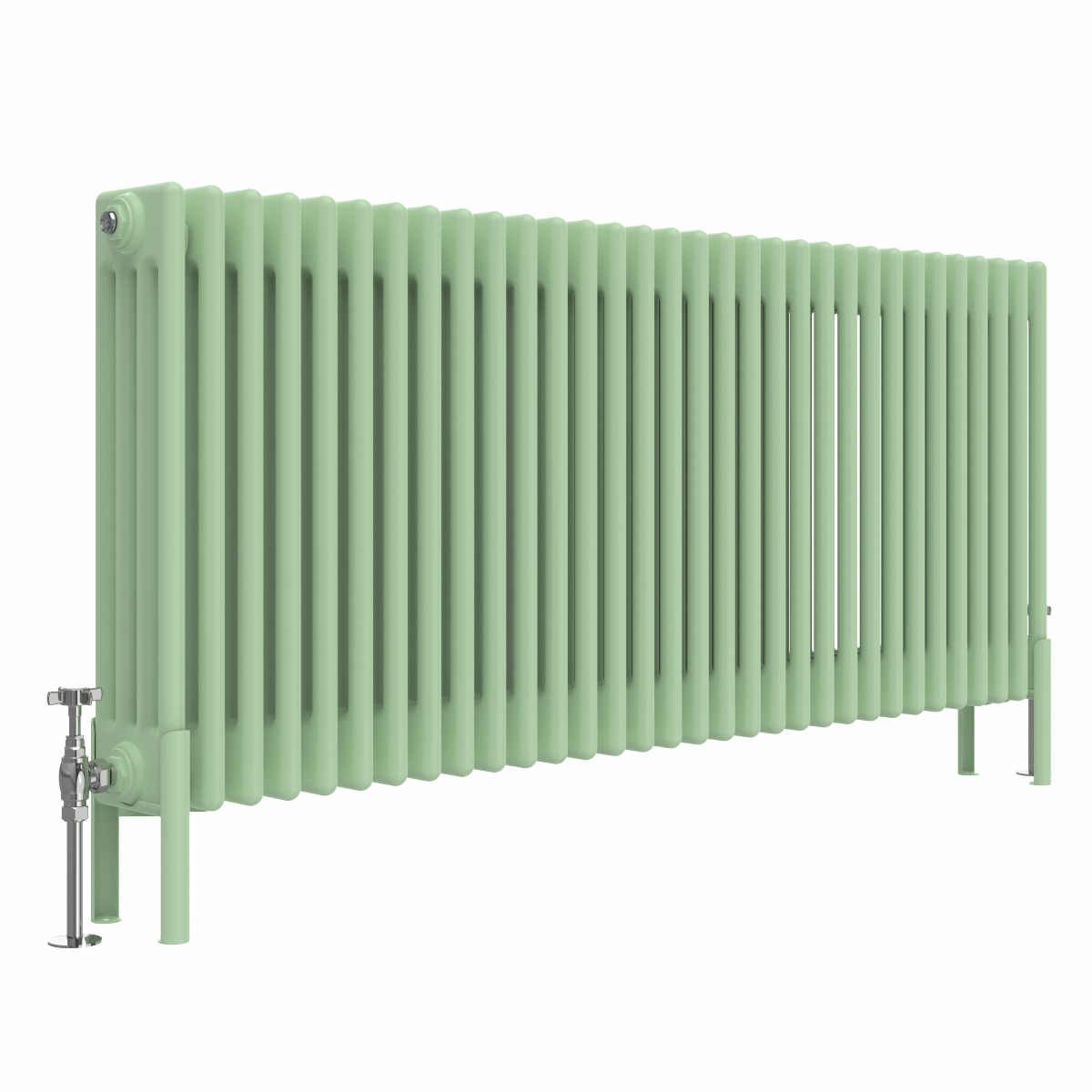 Bern 600 x 1460mm Traditional Pastel Green Horizontal Four Column Radiator