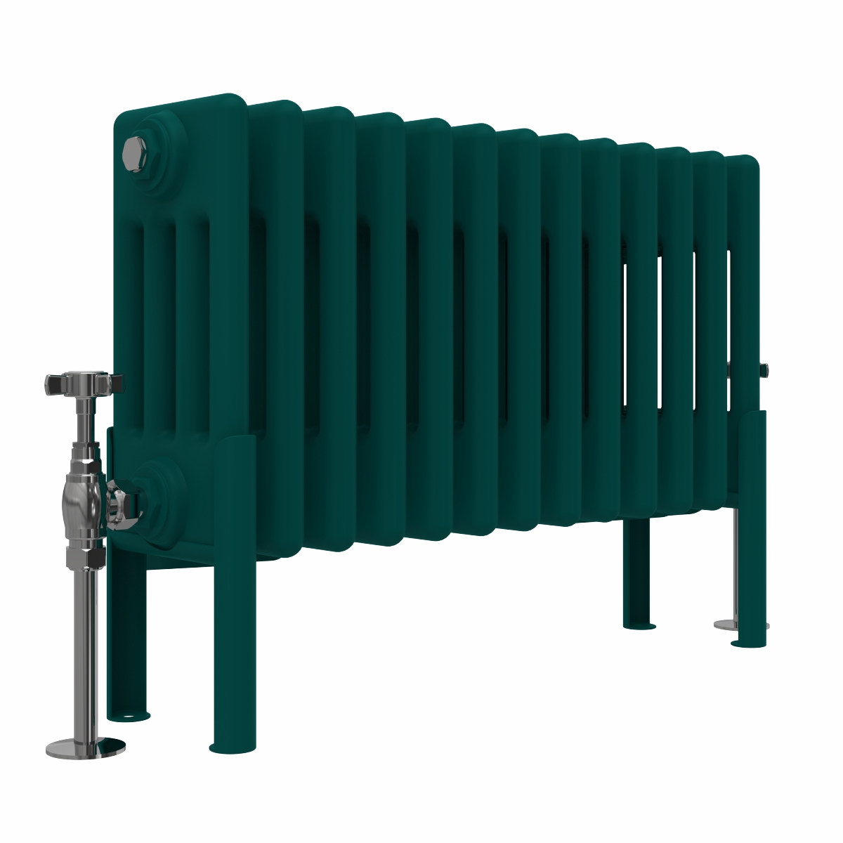 Bern 300 x 605mm Traditional Blue Green Horizontal Four Column Radiator