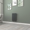 Norden 600 x 414mm Anthracite Single Horizontal Oval Tube Designer Radiator