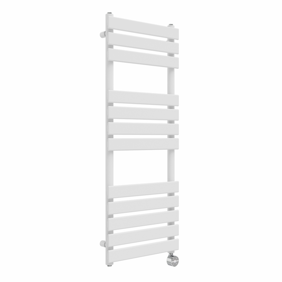 Juva 1200 x 450mm White Flat Panel Thermostatic Touch Control Electric Heated Towel Rail