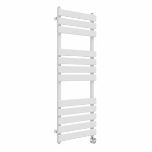 Juva 1200 x 450mm White Flat Panel Thermostatic Touch Control Electric Heated Towel Rail