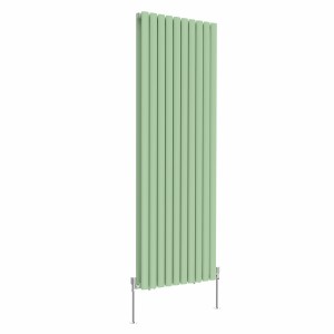 Norden 1600 x 591mm Pastel Green Double Oval Column Vertical Designer Radiator