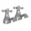 Abbey Traditional Crosshead Bath Pillar Taps - Chrome and White