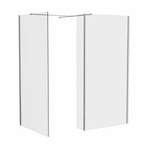 Wasdale 760mm Wet Room Screen, 760mm Wet Room Screen with 200mm Wet Room Return Screen - Chrome