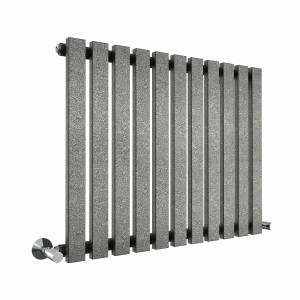 Lulea 600 x 760mm Black Silver Single Horizontal Flat Panel Designer Radiator