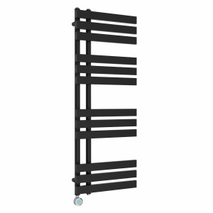 Koli 1200 x 450mm Black Thermostatic Touch Control Wifi Electric Heated Towel Rail