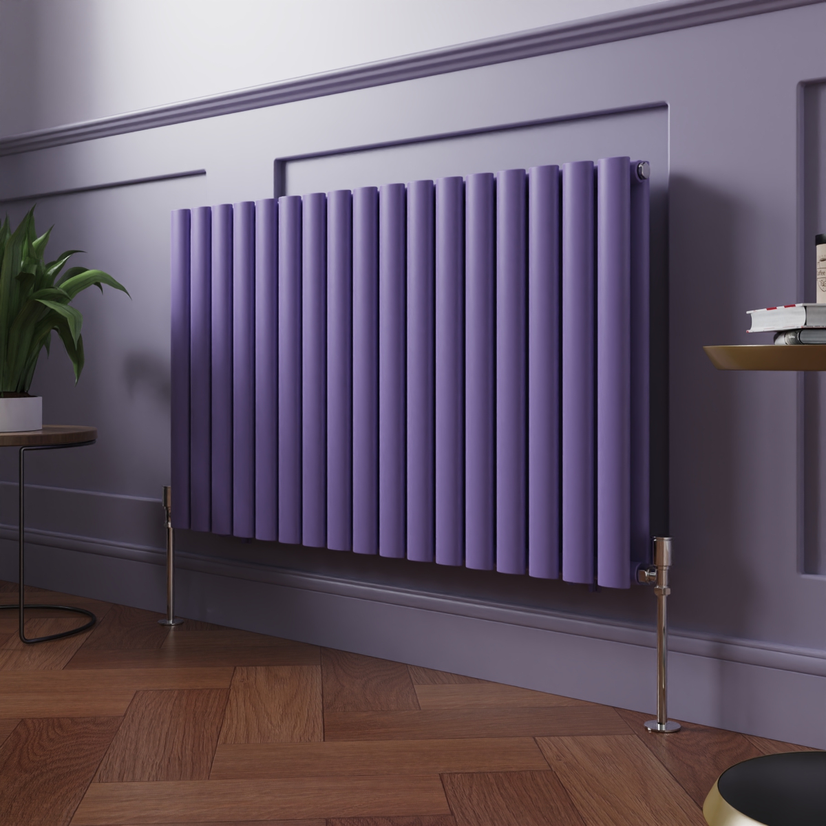 Norden 600 x 1004mm Elegant Purple Double Horizontal Oval Column Designer Radiator