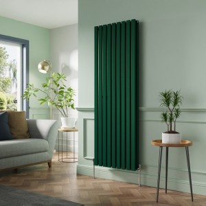 Lulea 1800 x 620mm Moss Green Double Flat Panel Vertical Designer Radiator